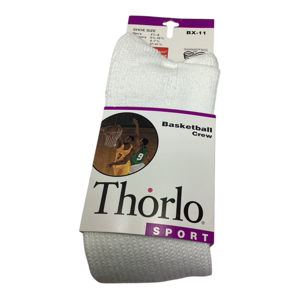 NEW OLD STOCK Vintage 1997 Thorlos Sport Basketball White Crew Socks BX-11
